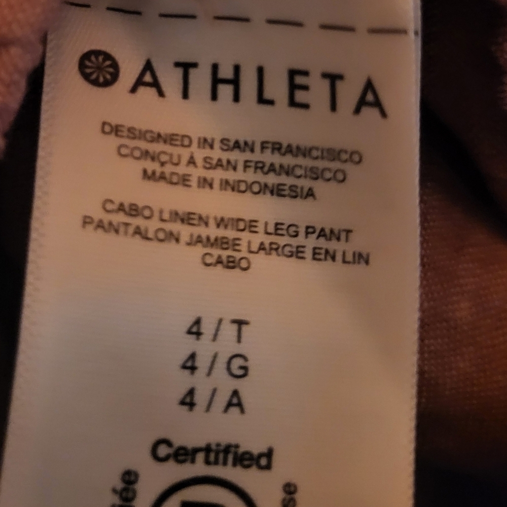 Athleta Cabo Linen Wide Leg Pant Light Red Size 4 Tall - Picture 4 of 8